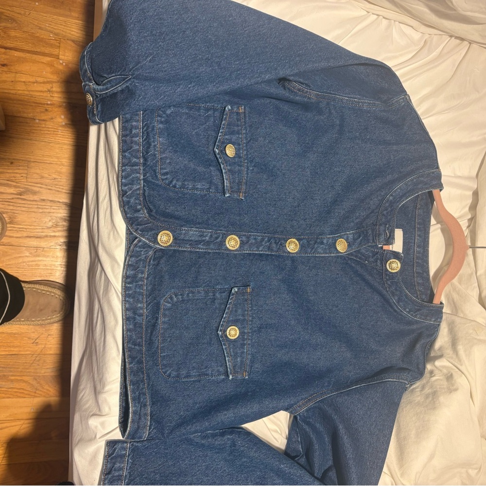 Reformation Denim Jacket with Gold Buttons
